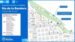 Día de la Bandera: cortes de tránsito y transporte público este sábado 20 de junio en Rosario