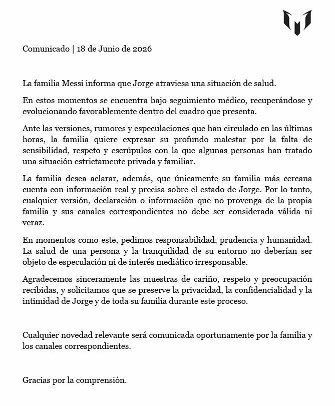 Comunicado de la familia Messi