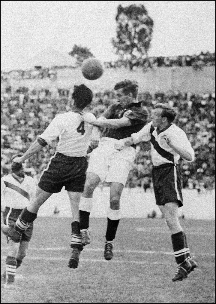 Una postal del partido entre Inglaterra y Estados Unidos en Brasil 1950. Foto: AFP