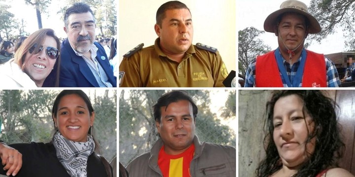 Bernardino Antonio Benítez, Laudelina Peña, Daniel Oscar “Fierrito” Ramírez, Mónica del Carmen Millapi, María Victoria Caillava, Carlos Guido Pérez y Walter Maciel.